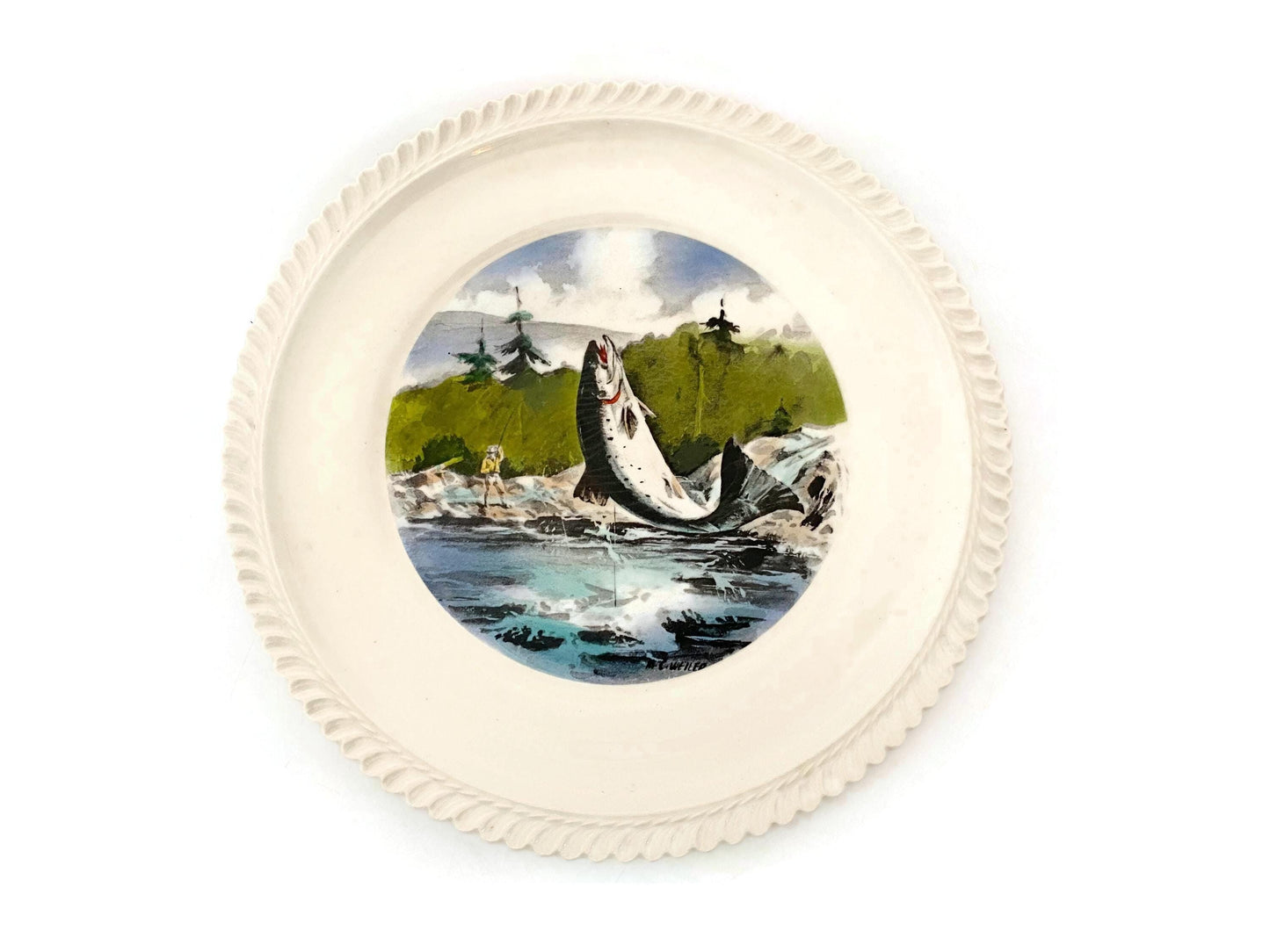 Vintage LL Bean Plate, Atlantic Salmon by Delano Studios at Duckwells