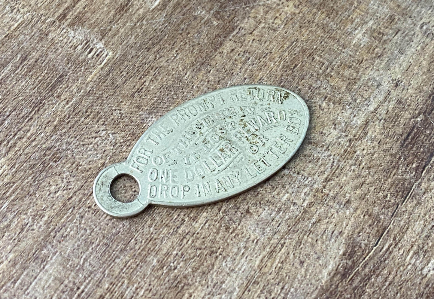 Antique Key Fob Registry Metal Tag, Broadway, New York at Duckwells