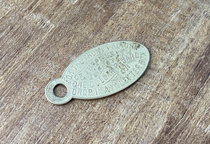 Antique Key Fob Registry Metal Tag, Broadway, New York at Duckwells