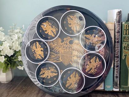 Midcentury Bicentennial Metal Souvenir Tray Set at Duckwells