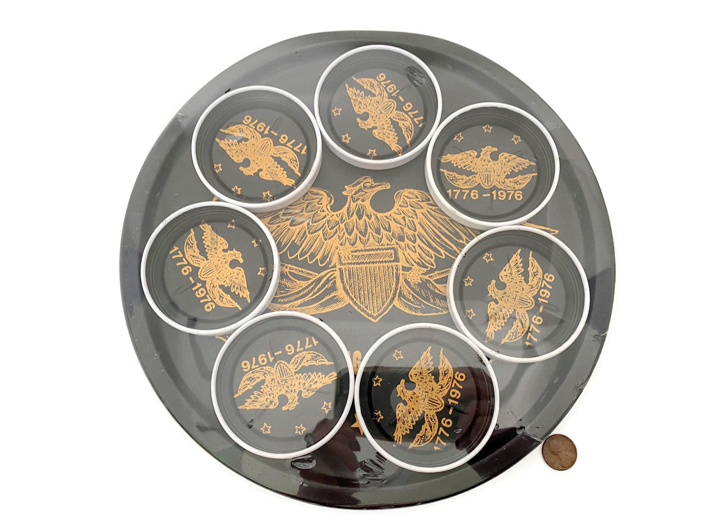 Midcentury Bicentennial Metal Souvenir Tray Set at Duckwells