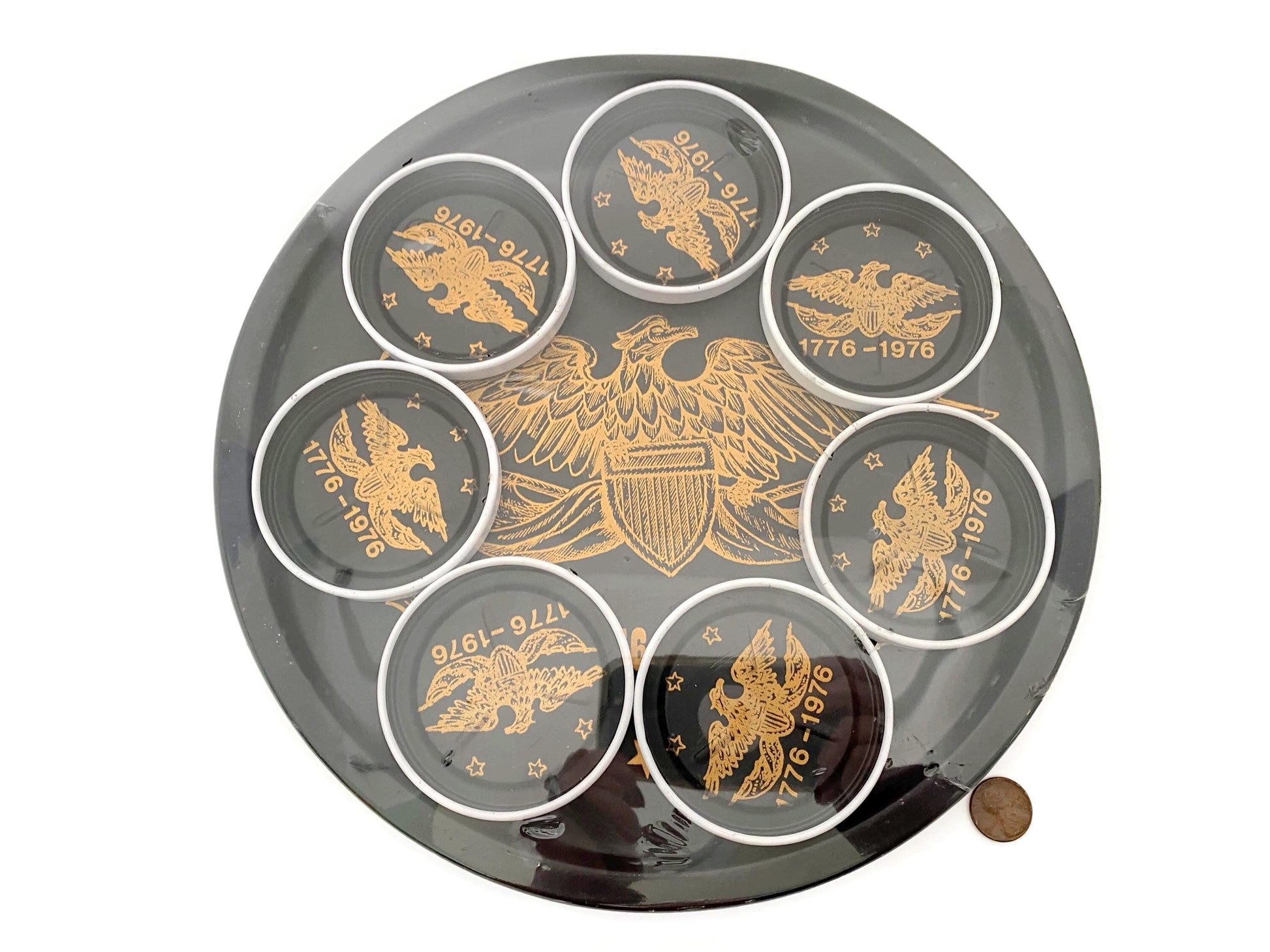 Midcentury Bicentennial Metal Souvenir Tray Set at Duckwells