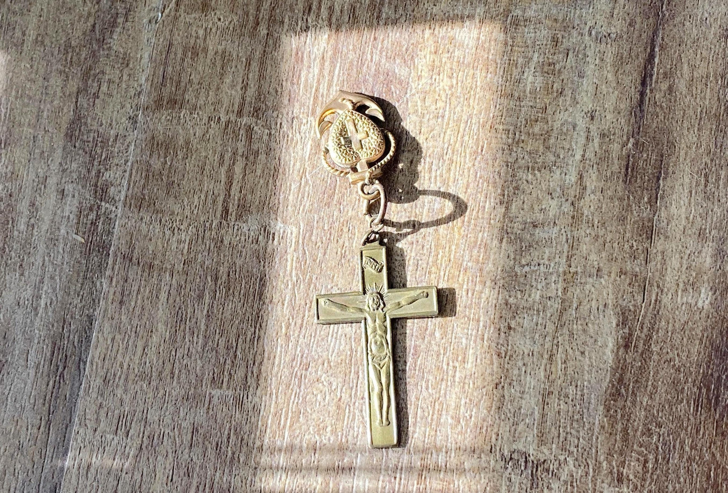 Vintage Crucifix and Faith Hope and Charity Centerpiece at Duckwells