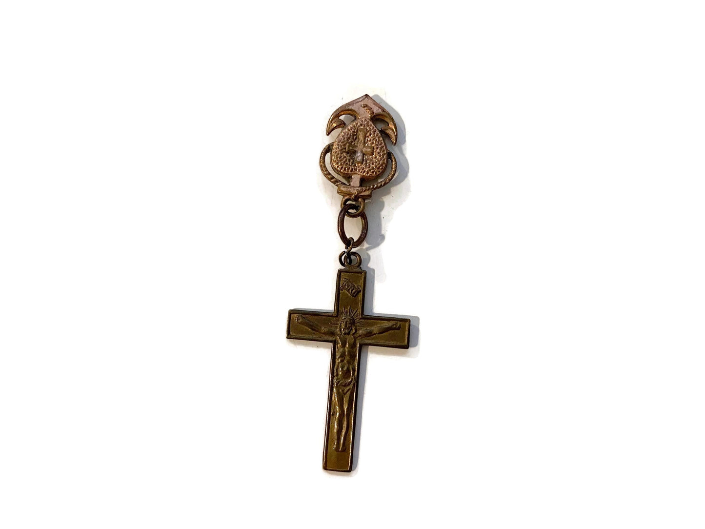 Vintage Crucifix and Faith Hope and Charity Centerpiece at Duckwells