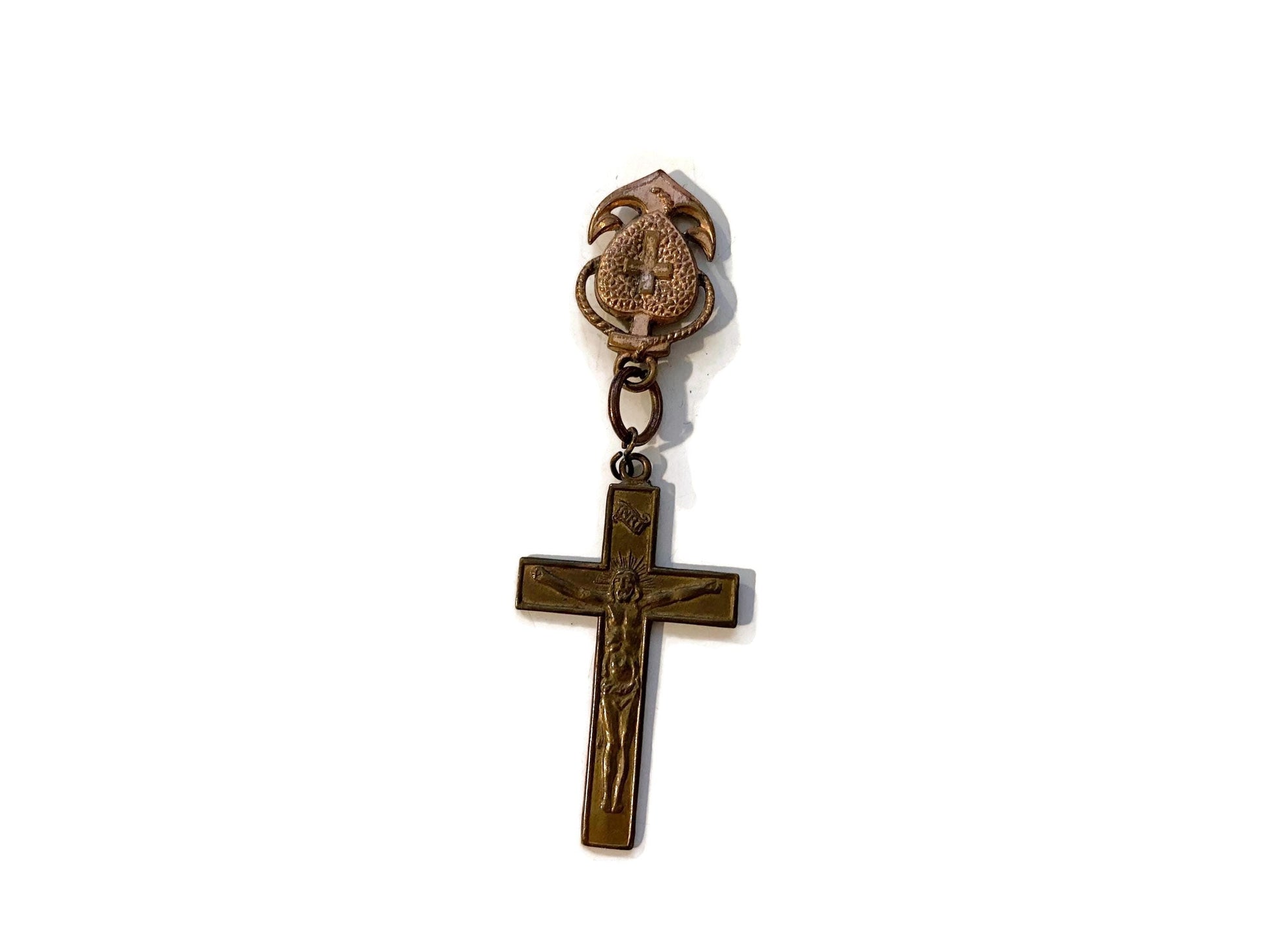 Vintage Crucifix and Faith Hope and Charity Centerpiece at Duckwells
