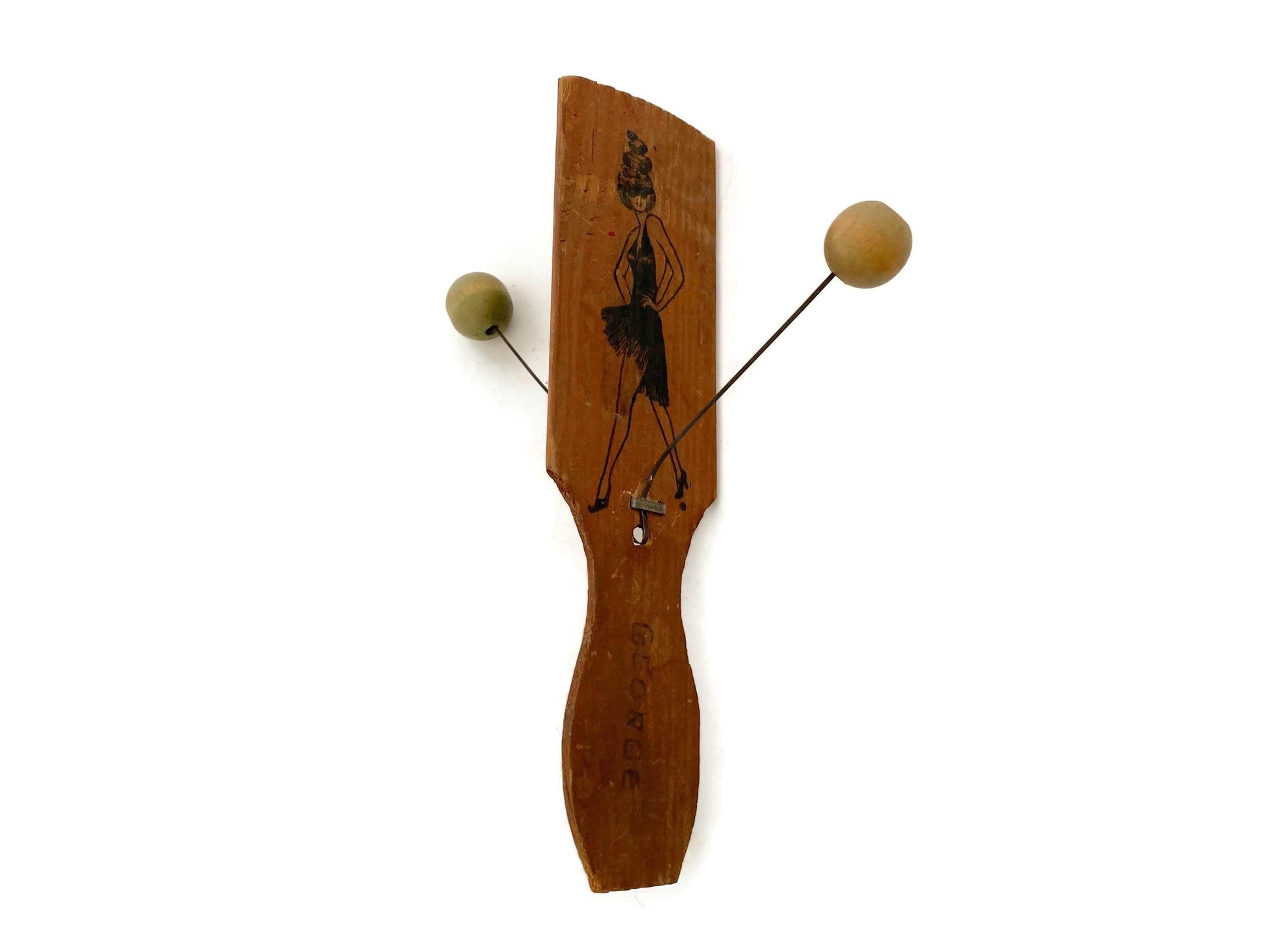 Antique Wood Toy, Dancing Jig Noisemaker at Duckwells