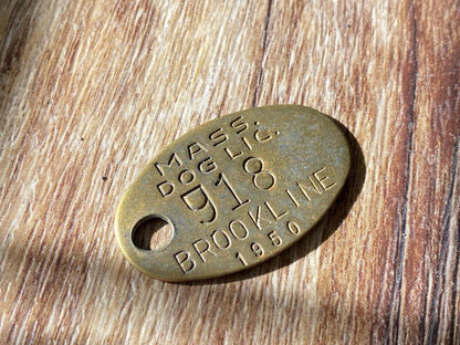 1950 Brookline Massachusetts Brass Dog License Tag at Duckwells