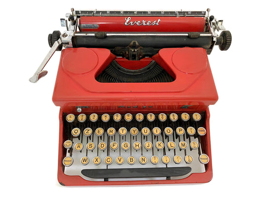 Vintage Red Typewriter Everest 90 Italian Portable