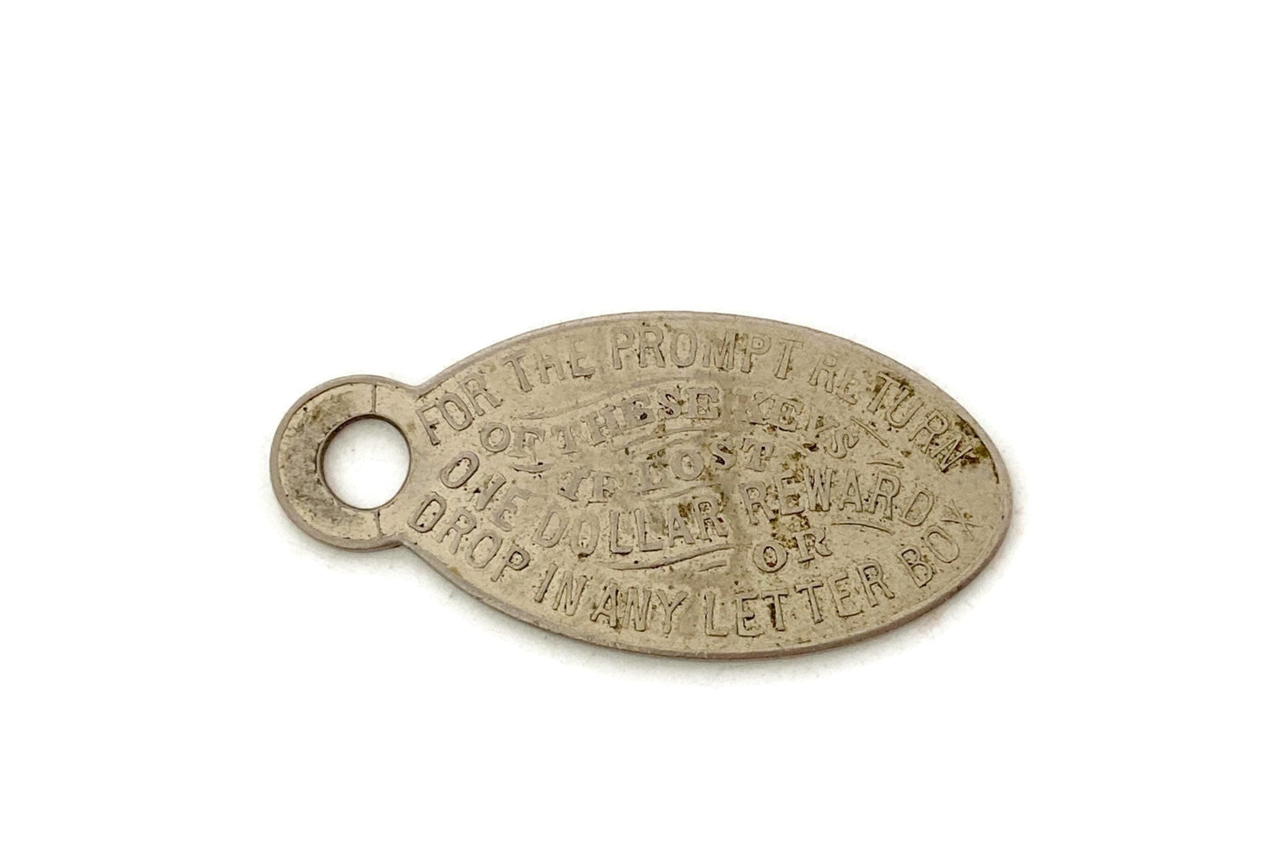 Antique Key Fob Registry Metal Tag, Broadway, New York at Duckwells