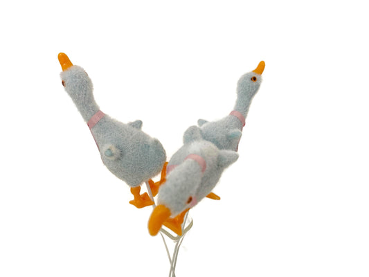 Vintage Flocked Geese Floral Picks
