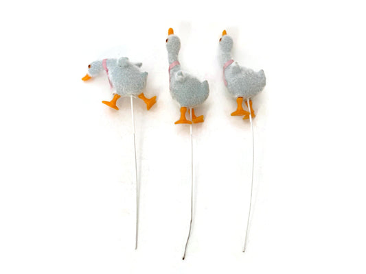 Vintage Flocked Geese Floral Picks