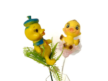 Vintage Duck and Chick Floral Picks, Springtime Kitsch at Duckwells