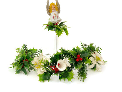 Vintage Christmas Floral Picks with Angel, Poinsettia, and Greenery