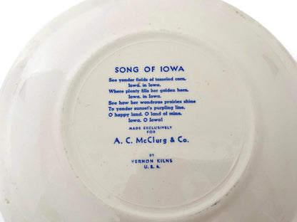 Vintage Iowa Plate by Vernon Kilns at Duckwells