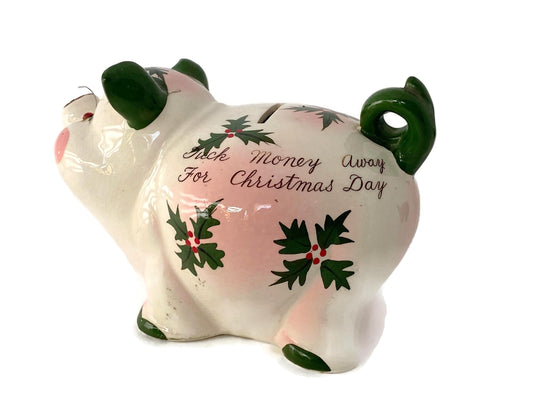 Midcentury Christmas Pig Ceramic Bank at Duckwells