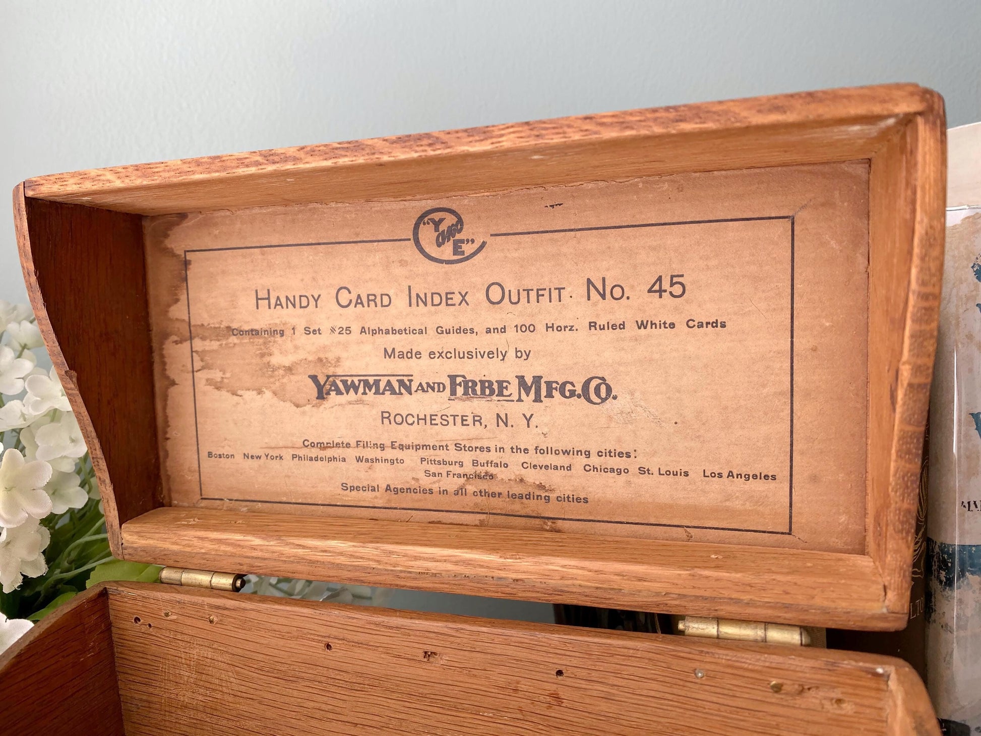 Midcentury Large Wood Index Box at Duckwells