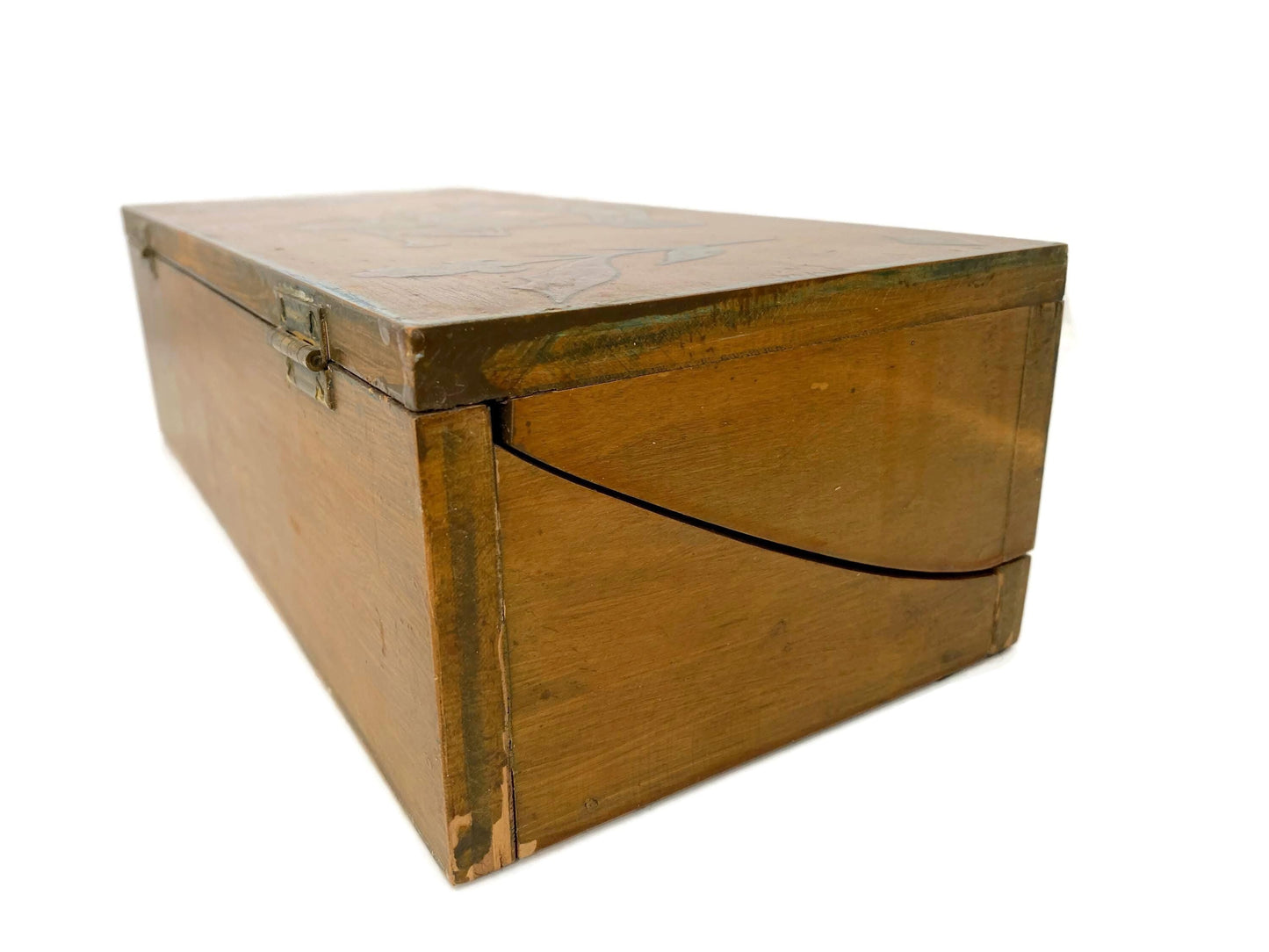 Vintage Wood Thread Box with Folk Art and William Blake Poetry at Duckwells