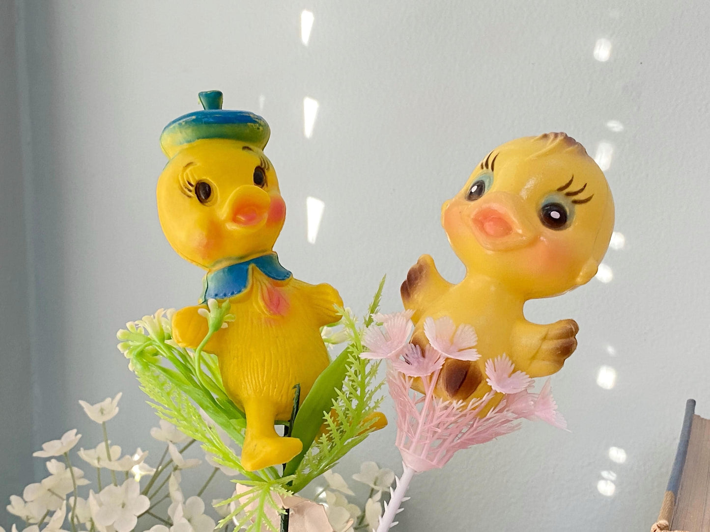 Vintage Duck and Chick Floral Picks, Springtime Kitsch at Duckwells