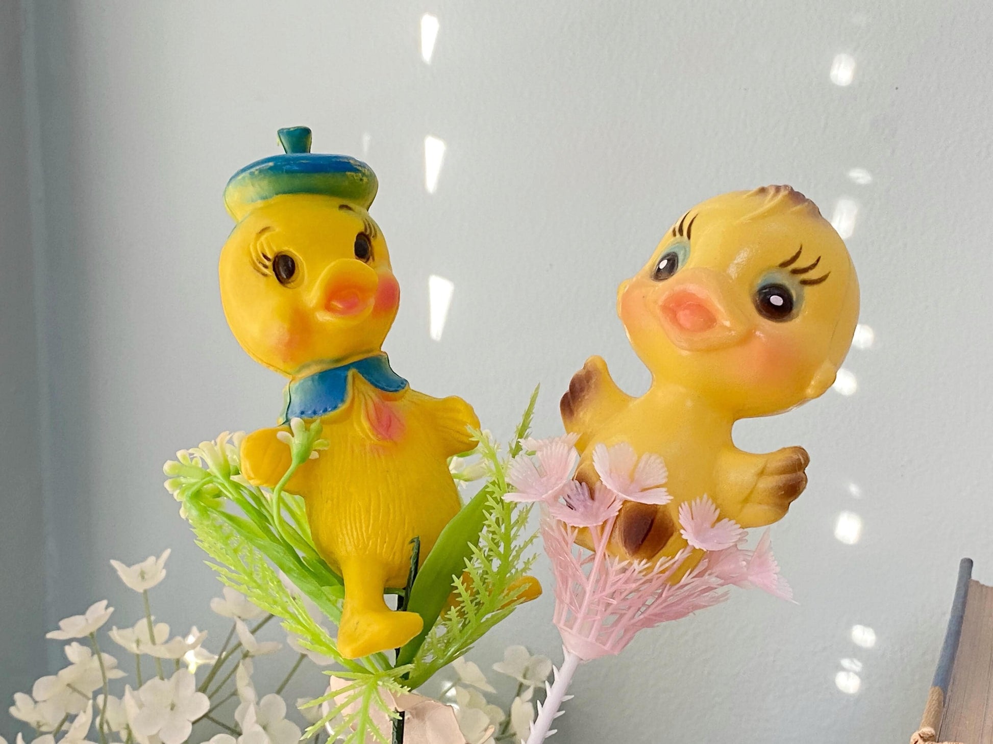 Vintage Duck and Chick Floral Picks, Springtime Kitsch at Duckwells