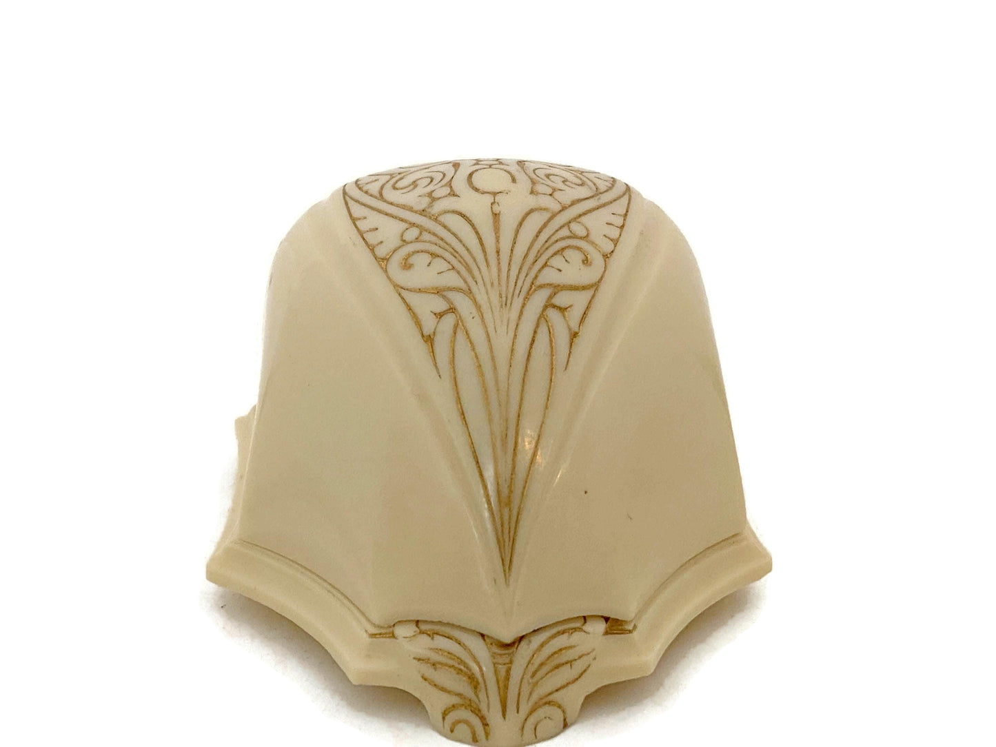 Antique Ring Box, Celluloid Clam Shell with Velvet Heart Interior at Duckwells