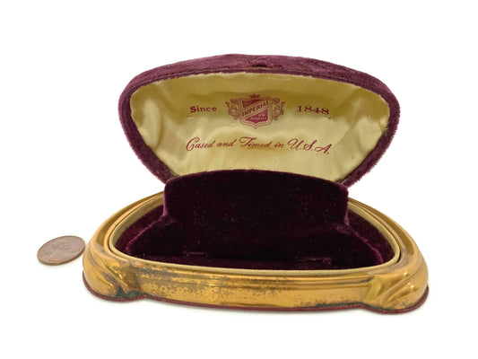Vintage Imperial Watch Box in Velvet and Brass at Duckwells