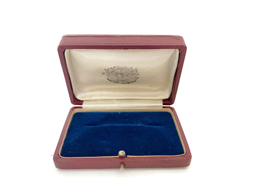 Antique Jewel Box, Leather with Lima Peru Jewelry Store Logo at Duckwells