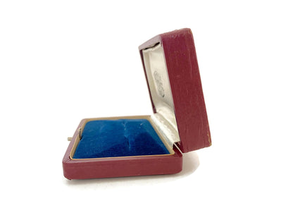 Antique Jewel Box, Leather with Lima Peru Jewelry Store Logo at Duckwells