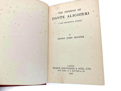 Antique Book, The Inferno of Dante Alighieri, 1922 at Duckwells
