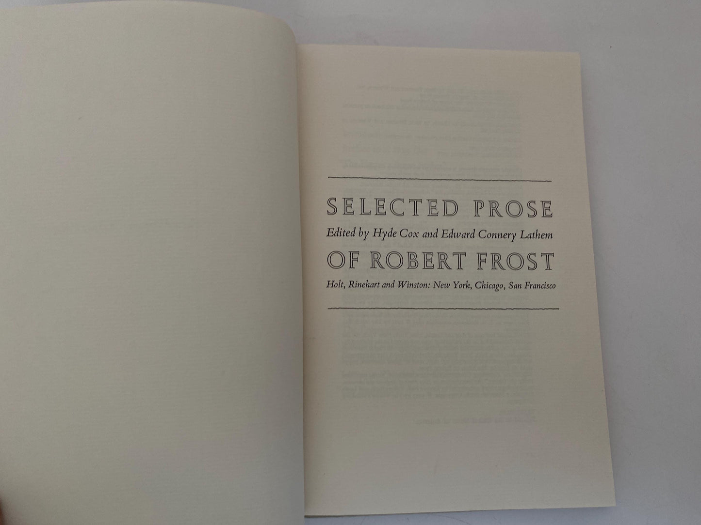 Vintage Book, Selected Prose of Robert Frost at Duckwells
