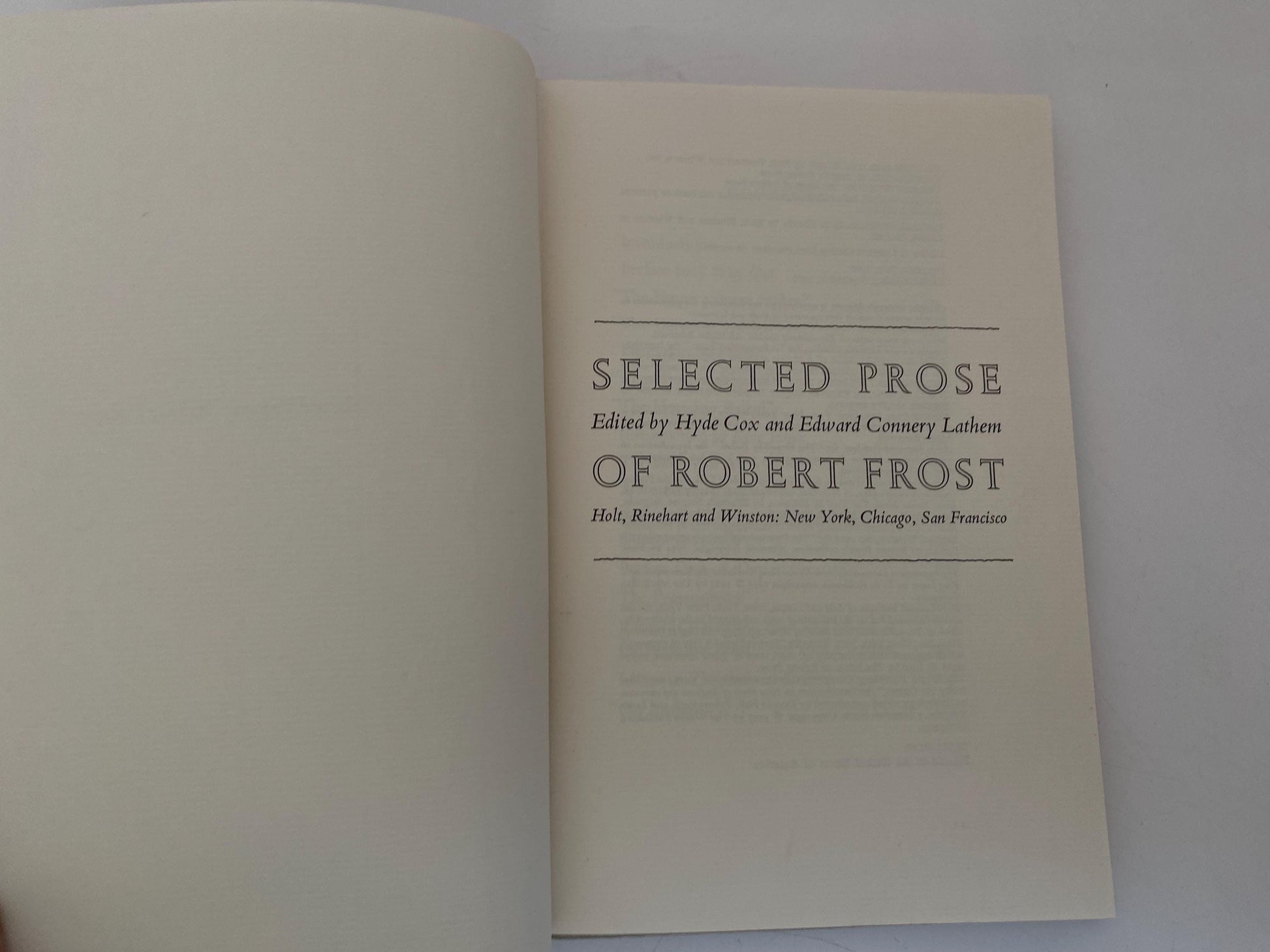 Vintage Book, Selected Prose of Robert Frost at Duckwells