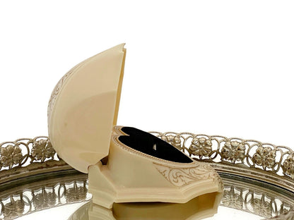 Antique Ring Box, Celluloid Clam Shell with Velvet Heart Interior at Duckwells