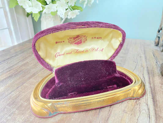 Vintage Imperial Watch Box in Velvet and Brass at Duckwells
