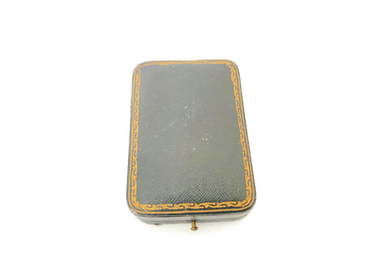 Antique Double Ring Box, Leather with German Jewelry Store Logo at Duckwells