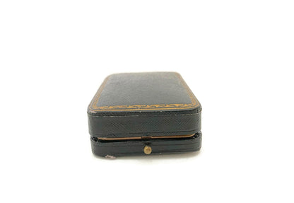 Antique Double Ring Box, Leather with German Jewelry Store Logo at Duckwells