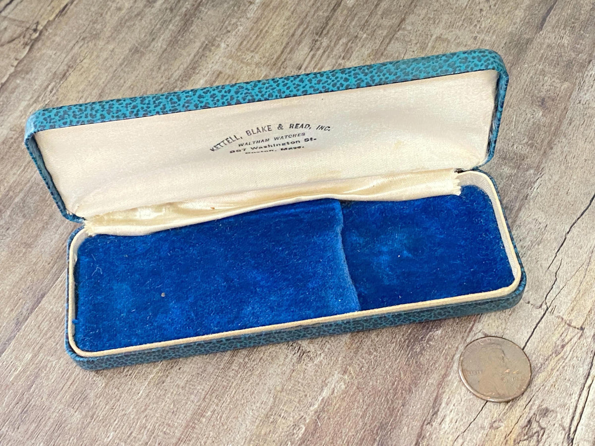 Antique Jewel Box, Leather with Boston Jewelry Store Imprint at Duckwells