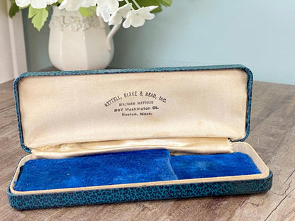 Antique Jewel Box, Leather with Boston Jewelry Store Imprint at Duckwells