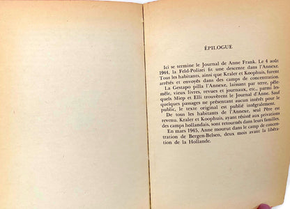 Vintage French Paperback Edition of The Diary of Anne Frank at Duckwells
