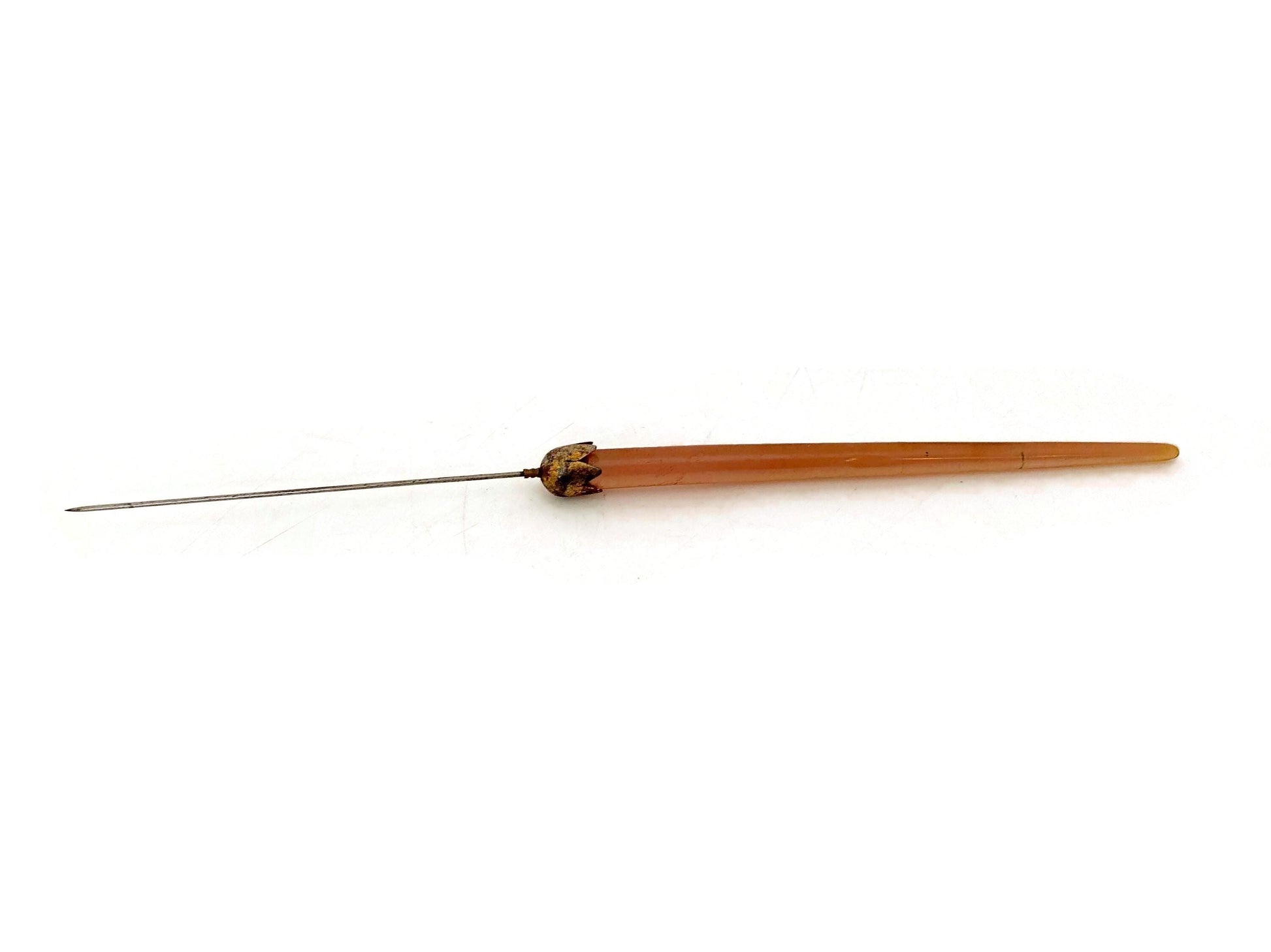 Antique Dark Yellow Hat Pin at Duckwells