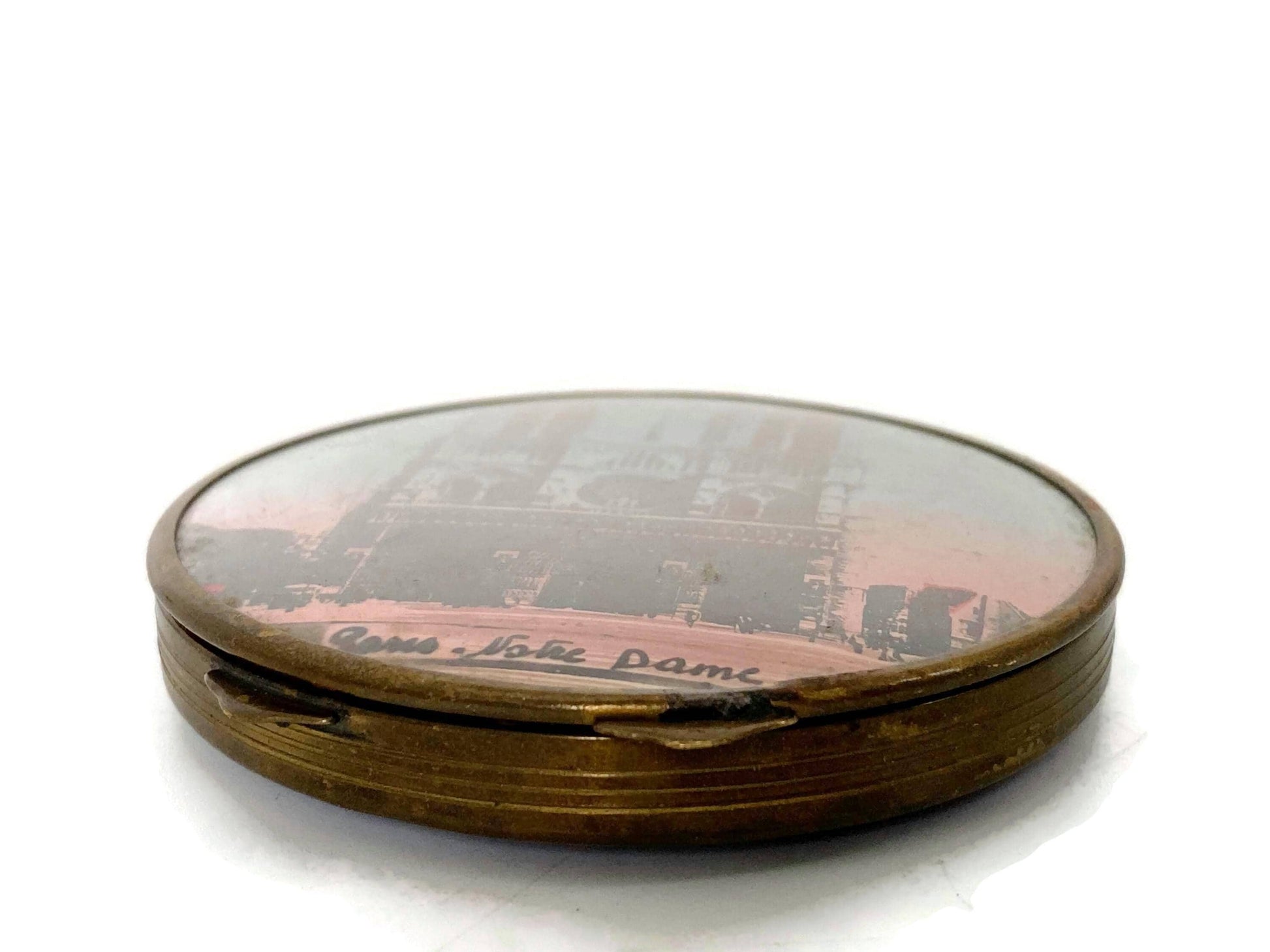 Midcentury Notre Dame Mirrored Compact at Duckwells