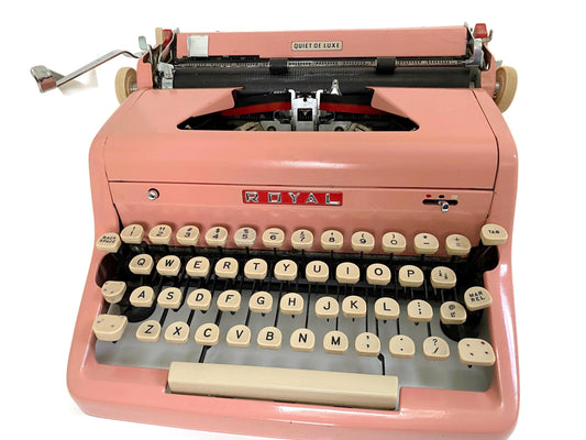 Vintage Royal Quiet Deluxe Pink Typewriter at Duckwells