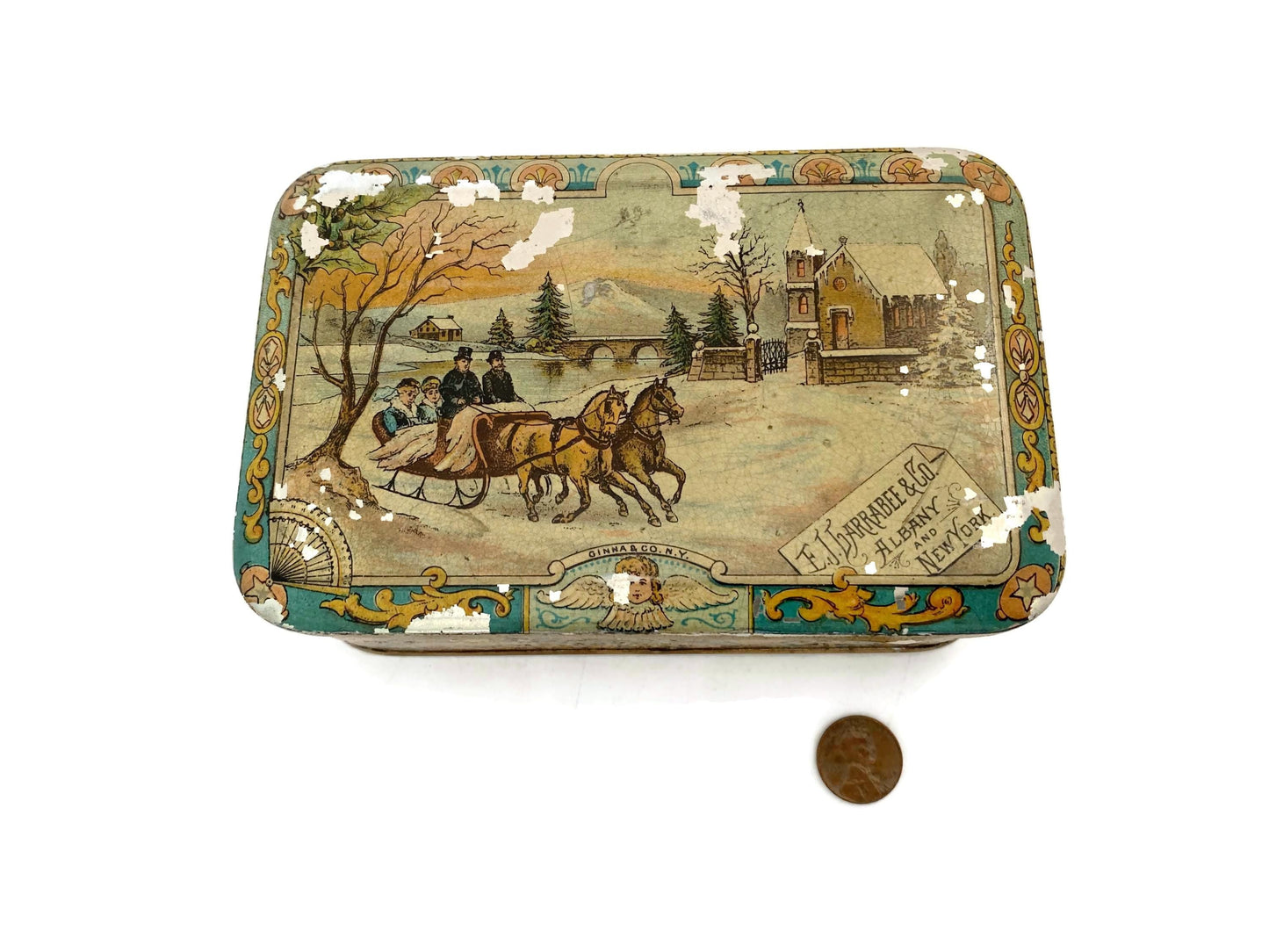 Antique Christmas Biscuit Tin Can at Duckwells
