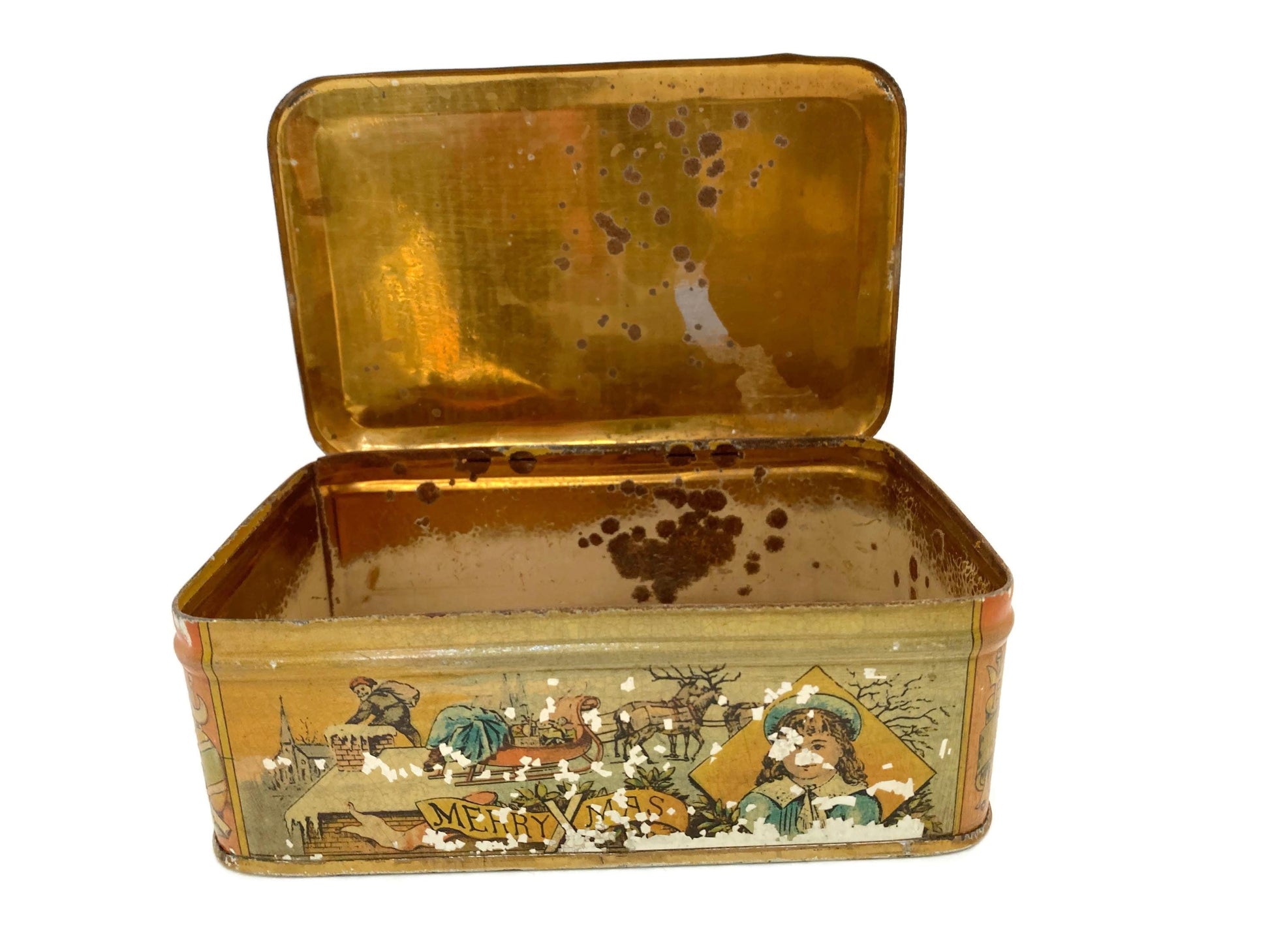 Antique Christmas Biscuit Tin Can at Duckwells
