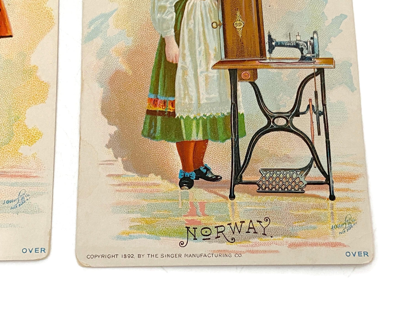 Antique Singer Sewing Advertising Cards, Norway Collectibles at Duckwells