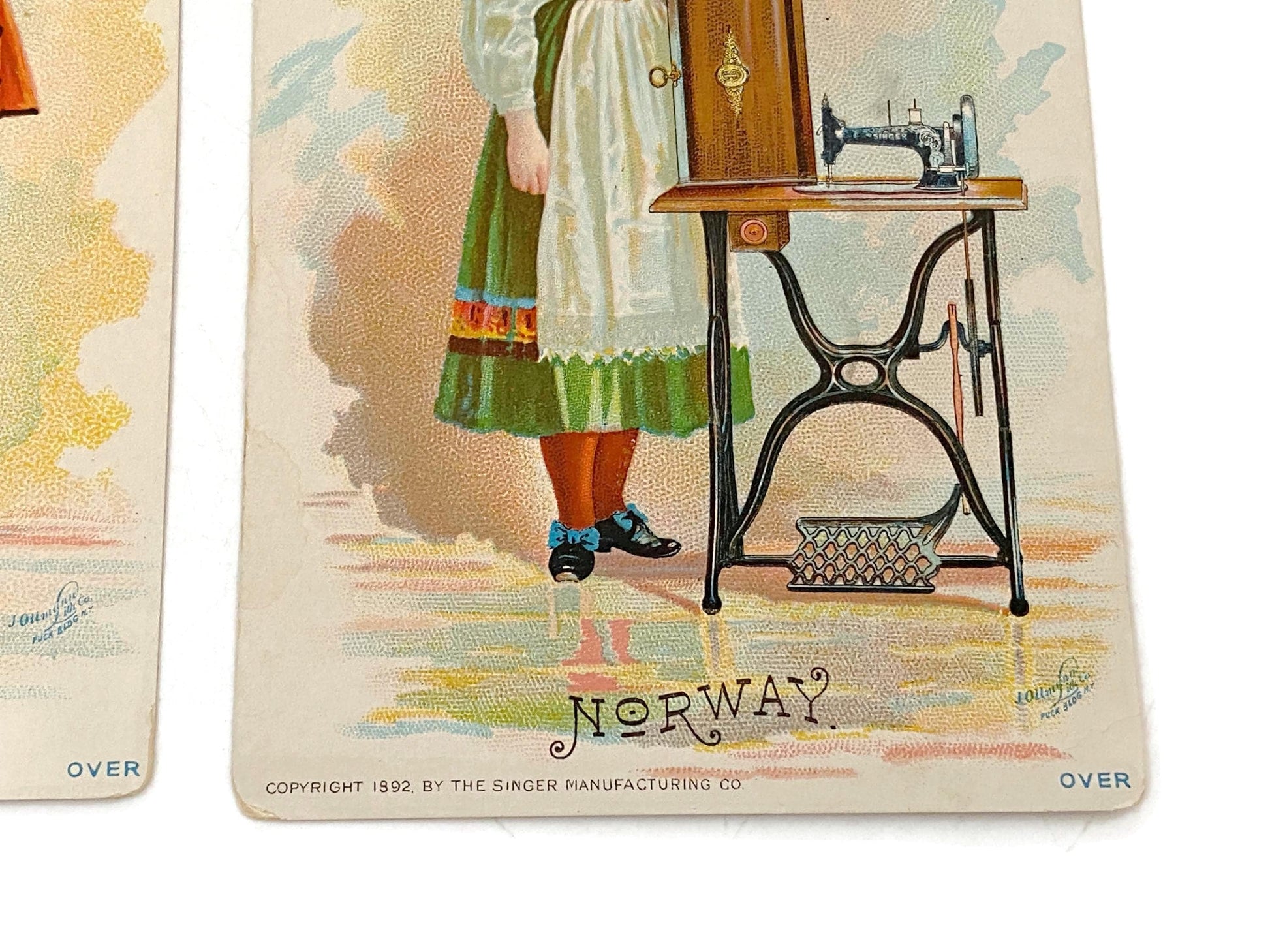 Antique Singer Sewing Advertising Cards, Norway Collectibles at Duckwells
