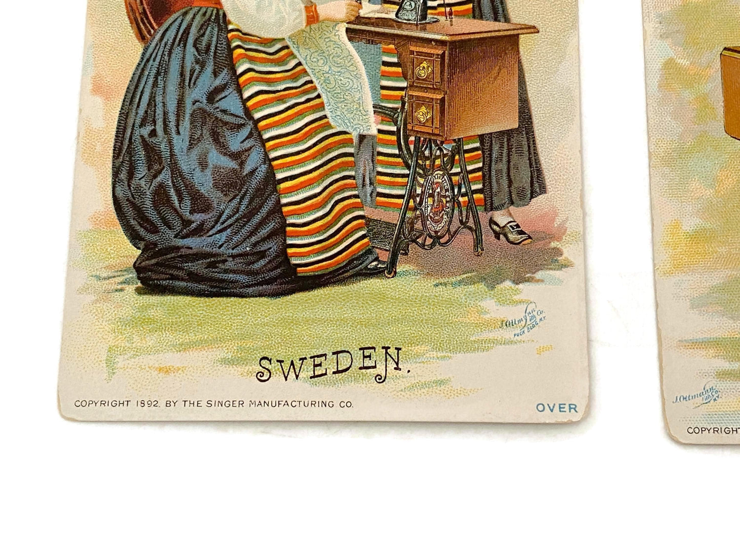 Antique Singer Sewing Advertising Cards, Swedish Collectibles at Duckwells