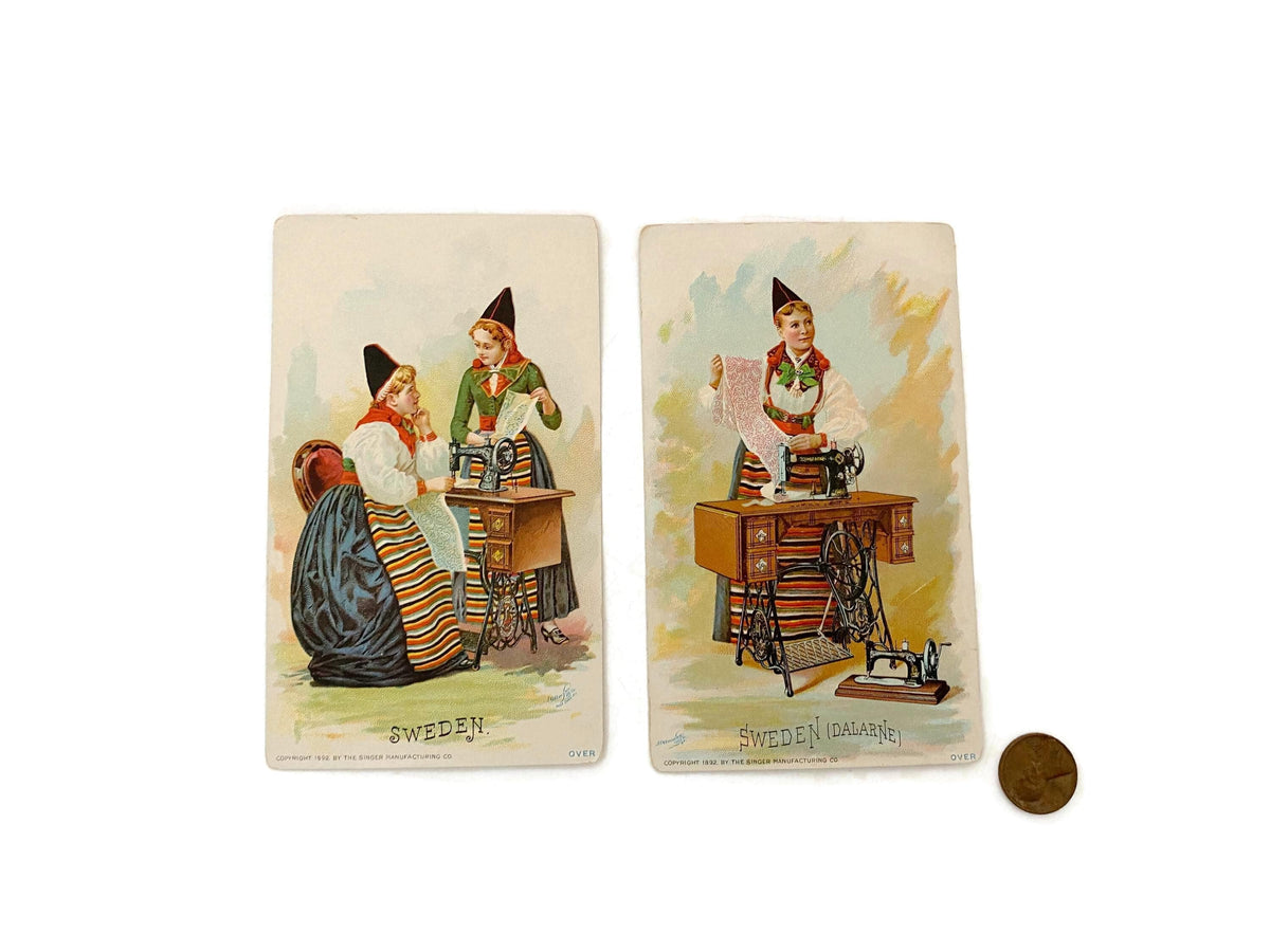 Antique Singer Sewing Advertising Cards, Swedish Collectibles at Duckwells