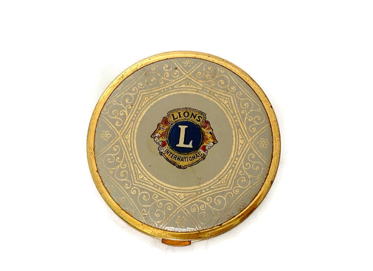 Vintage Lions International Mirrored Powder Compact