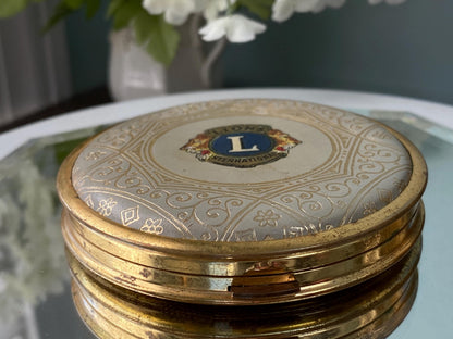 Vintage Lions International Mirrored Powder Compact at Duckwells