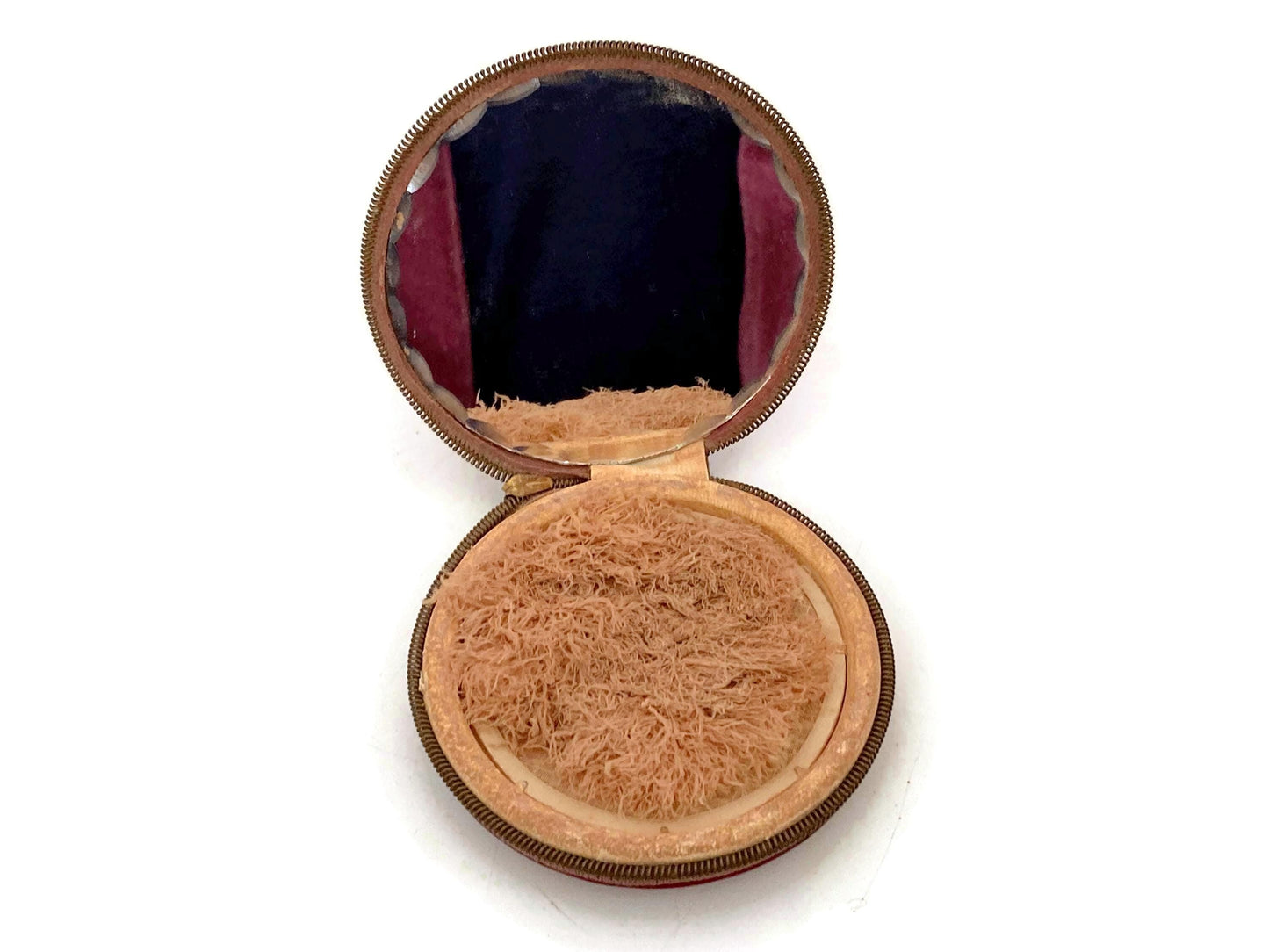 Midcentury Red Leather Zippered Mirrored Compact