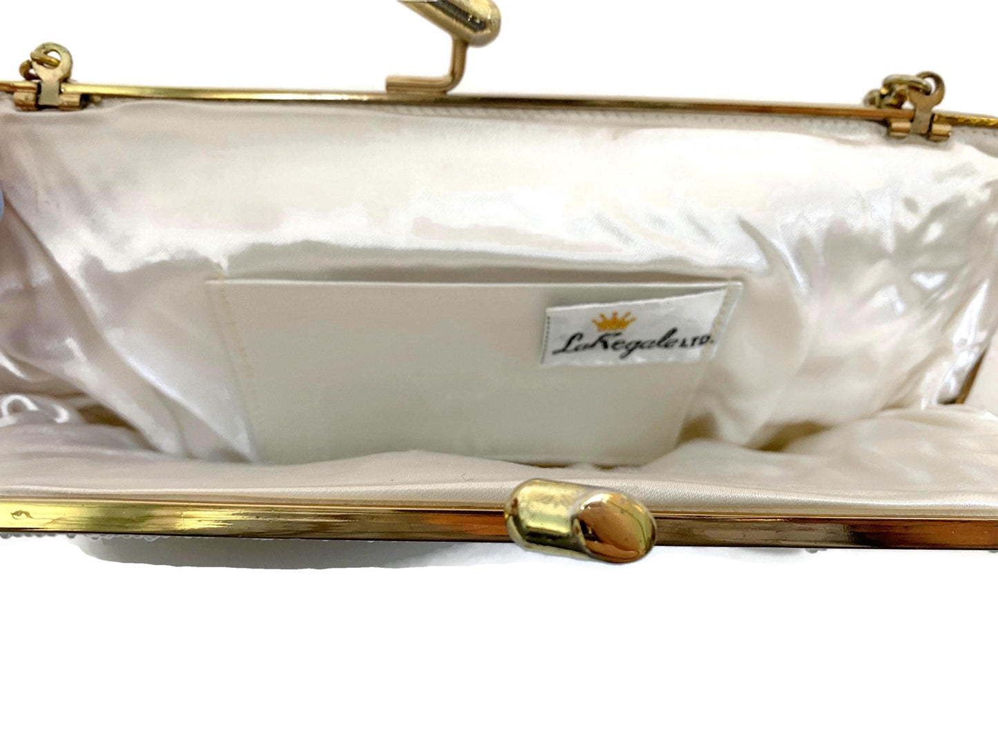 Vintage Bronze and White Beaded Purse at Duckwells